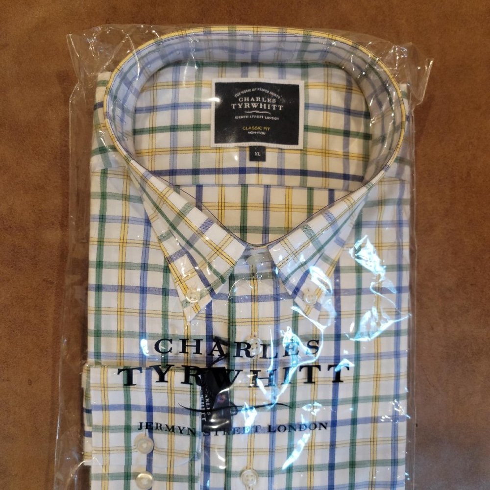 Charles Tyrwhitt LS Multi Check Classic Fit Non Iron Poplin Shirt XL